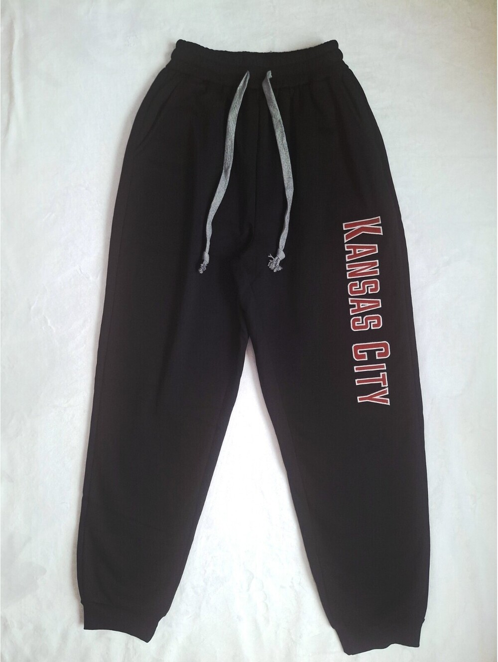 Kansas City Embroidered Soft Fleece Jogger Sweatpants Activewear Blk/Red Men's M